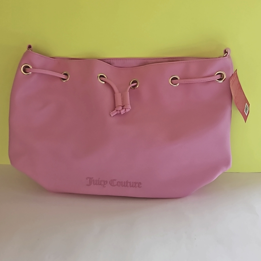 NWT Juicy Couture pink bucket bag with pink & white logo straps💗